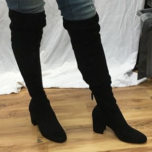 Black aldo over the knee heel boots